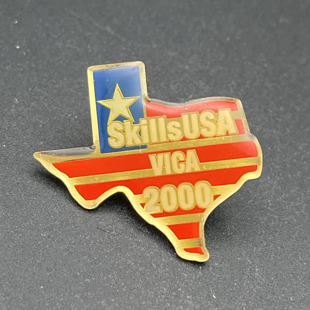SkillsUSA VICA 2000 Texas Outline Flag Lapel Hat Pin
